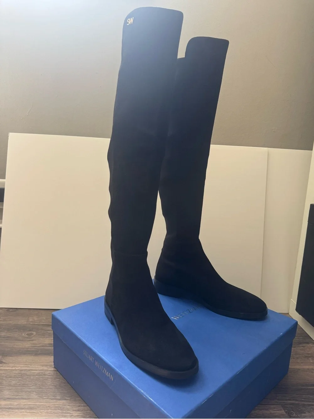 Stuart Weitzman Keelan Black Suede Over-the-knee Boots 7.5